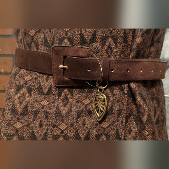 Eaton Accessories - Vintage Whimsigoth Suede Belt Dangling Gold Charm Witchy Academia